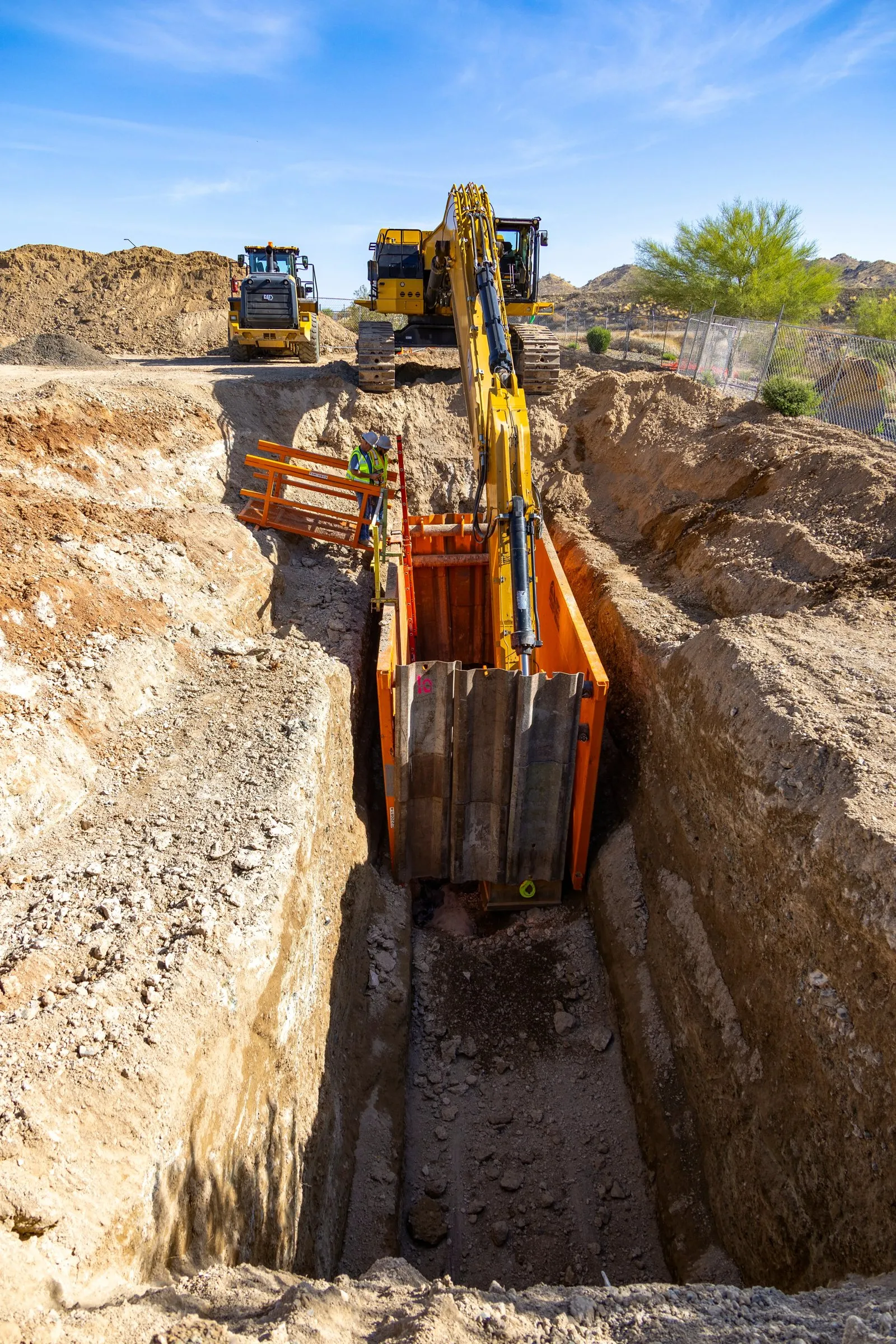 Vertical aerial of a deep utility trench